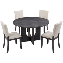 Load image into Gallery viewer, Round Dining Set With 4 Upholstered Dining Chairs
