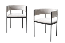 Load image into Gallery viewer, Fabric Steel Open Back Dining Arm Chairs (Set of 2) - Light Gray / Black
