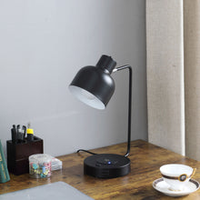 Load image into Gallery viewer, Metal Desk USB Table Lamp With Black Shade - Black
