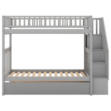 Load image into Gallery viewer, Twin over Twin Bunk Bed with Trundle and Storage, Gray
