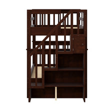 Load image into Gallery viewer, Stairway Twin-Over-Twin Bunk Bed with Storage and Guard Rail for Bedroom, Dorm, Espresso color(OLD SKU :LP000109AAP)
