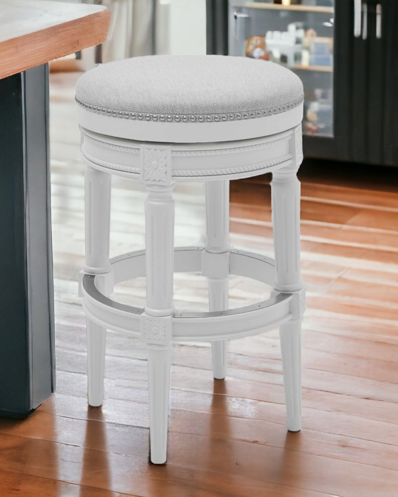 26" Solid Wood Swivel Backless Bar Height Bar Chair - Gray