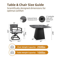 Load image into Gallery viewer, Outdoor Patio Dining Set, Squircle Dining Table, Dining Chairs With Sunbrella Cushions
