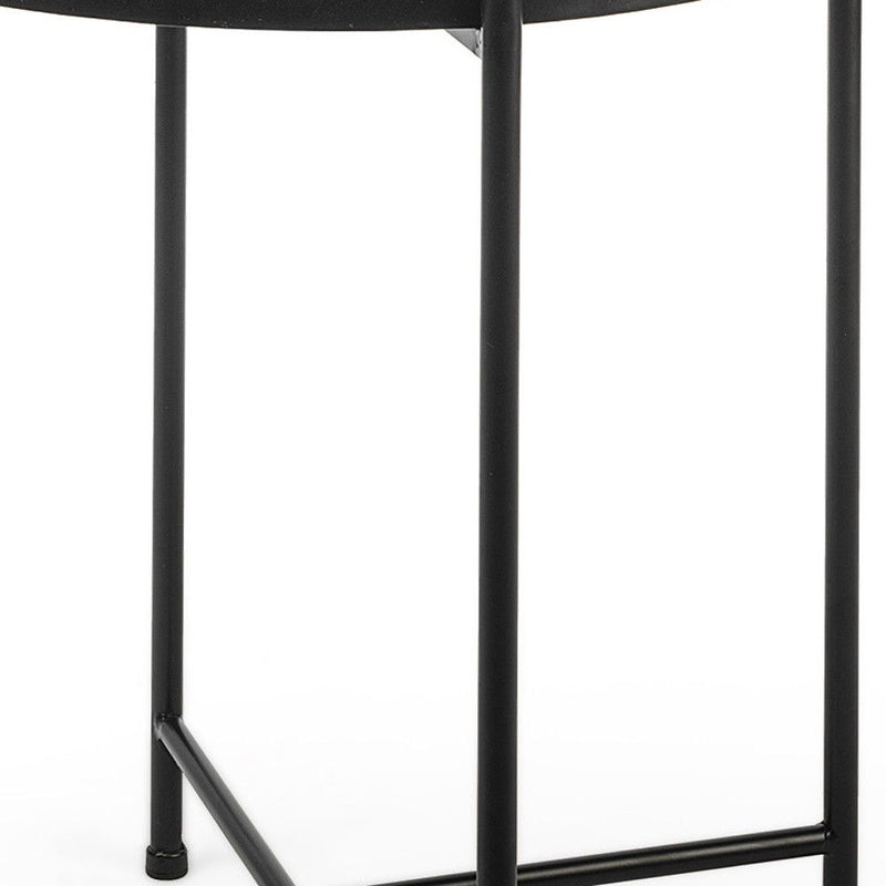Mirrored Glass Iron Round End Table - Silver / Black