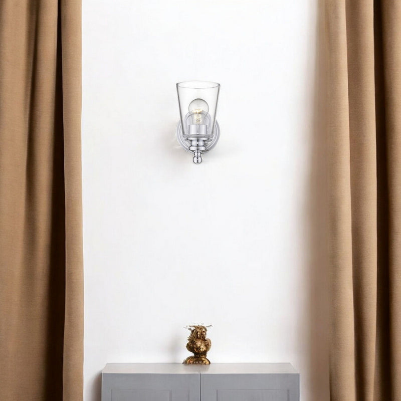 One Light Glass Shade Wall Sconce - Silver