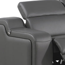 Load image into Gallery viewer, Italian Leather Power Reclining L Shaped Five Piece Corner Sectional - Dark Gray
