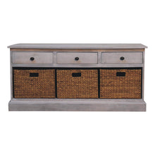 Load image into Gallery viewer, 22" Distressed Solid Wood Accent Cabinet With Three Drawers - White
