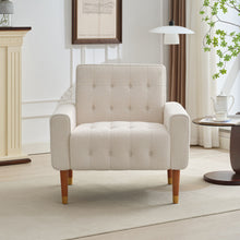 Load image into Gallery viewer, Classic Biscuit Style Accent Chair Comfortable Armrests, Soft Fabric, Elegant Solid Wood Legs With Gold Finish - Beige
