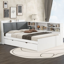 Load image into Gallery viewer, Platform Bed With Trundle, Shelves, And Storage Headboard
