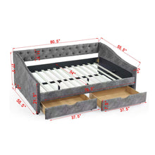 Load image into Gallery viewer, Upholstered Tufted Daybed With 2 Drawers, Waved Arms
