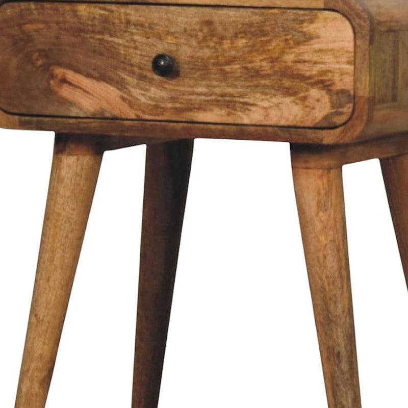 22" Solid Wood Round One Drawer Nightstand - Oak