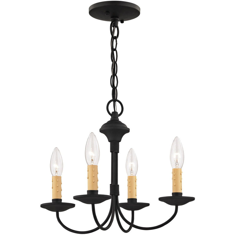 12" Four Light Dimmable Chandelier With Shades - Black