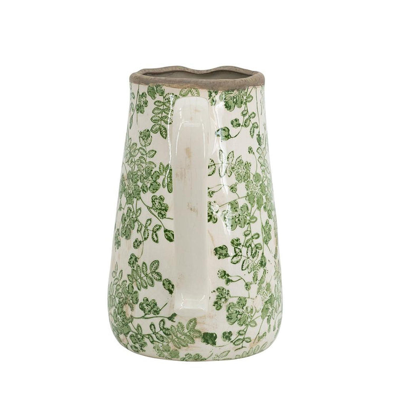 Leaf Round Jug Vase (574226) - Green / White