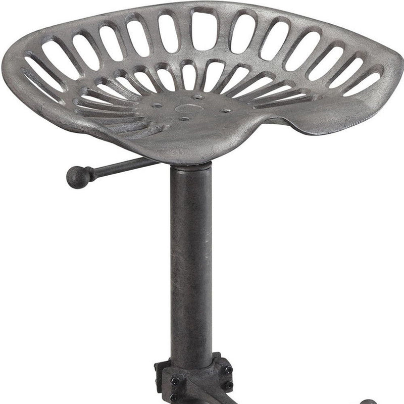 Backless Adjustable Height Bar Chair With Footrest 23" - Gray