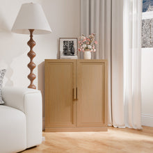 Load image into Gallery viewer, Wood Corner Accent Cabinet With Two Doors - Natural
