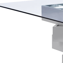 Load image into Gallery viewer, 59" Square Glass And Solid Wood Pedestal Base Dining Table - Gray
