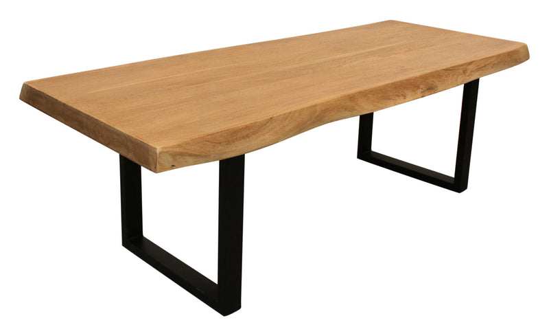 70" Solid Wood And Iron Live Edge Coffee Table - Natural And Black