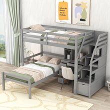 Load image into Gallery viewer, Loft Bed With Stand Alone Bed, Storage Staircase, Desk, Shelves, And Drawers
