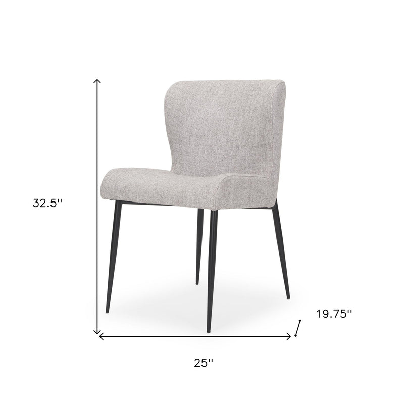 Upholstered Fabric Metal Wing Back Dining Side Chair - Gray