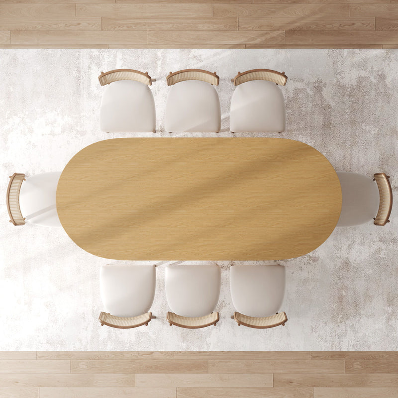 79" Solid Wood Mirrored Double Pedestal Base Oval Dining Table - Natural