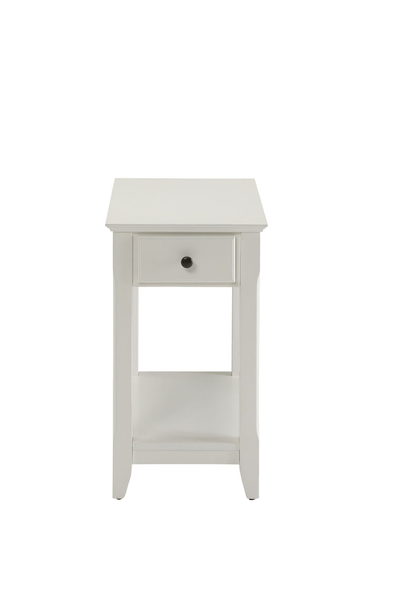 Solid And Manufactured Wood End Table With Drawer And Shelf - White