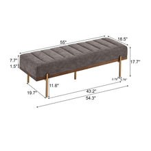 Load image into Gallery viewer, Thorian - Luxury Upholstered Ottoman Bench With Channel Tufting And Metal Base - Gold / Gray
