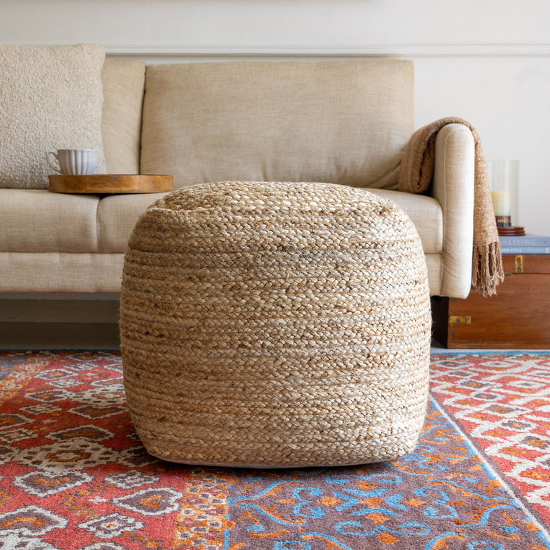 Upholstery Pouf Ottoman - Beige