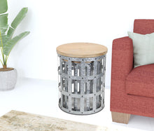 Load image into Gallery viewer, Solid Wood And Steel Round Nested Tables (Set of 2) - Gray And Brown
