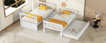 Load image into Gallery viewer, Twin over Twin Bunk Bed with Twin Size Trundle, Convertible Beds, White
