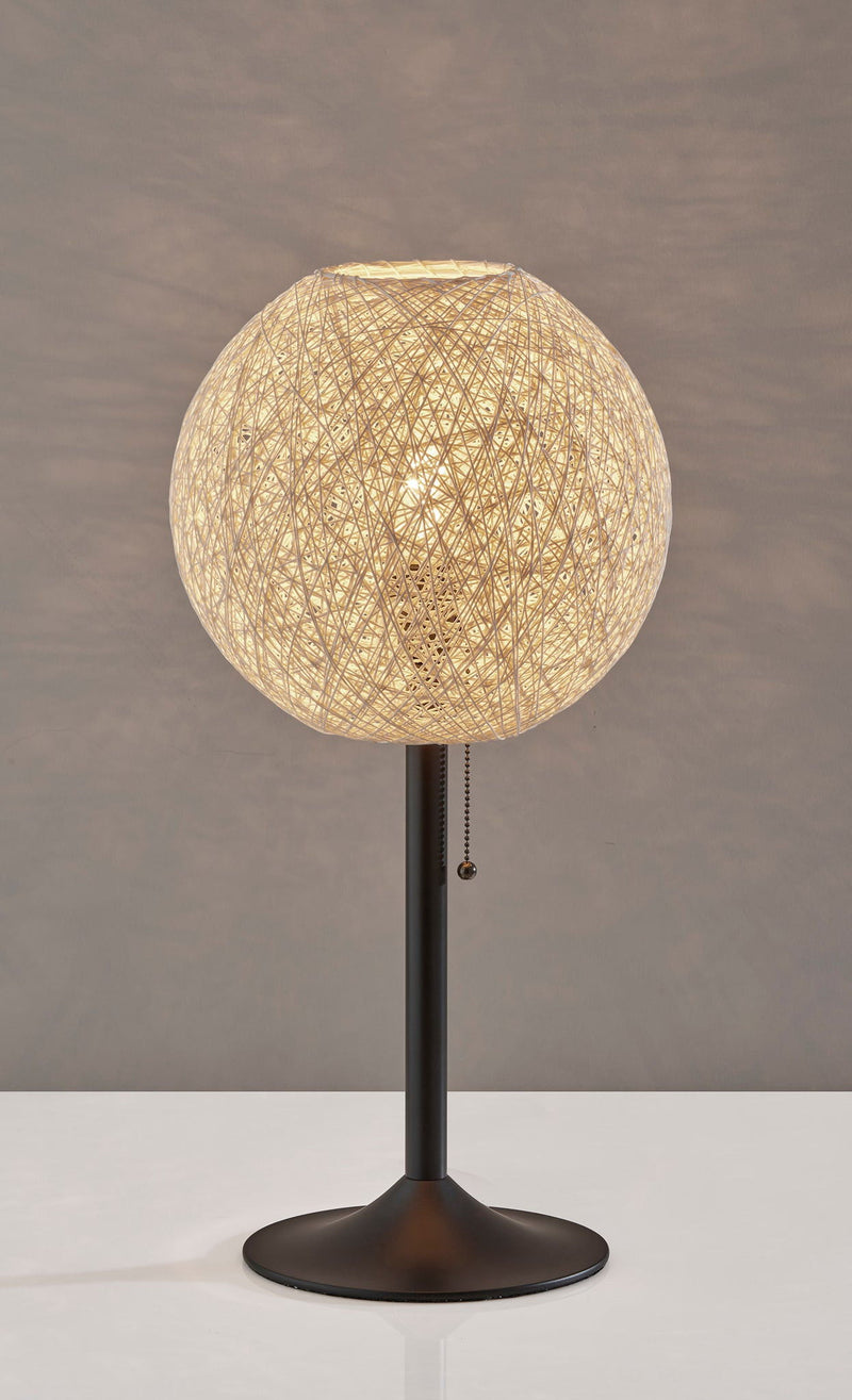 Metal Candlestick Table Lamp With Off-White Globe Shade - Antiqued Bronze