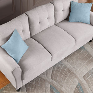 57.5" Modern Living Room Loveseat Linen Upholstered Couch Furniture for Home or Office ,Light Grey,(2-Seat,Old Sku:WF288518AAR)