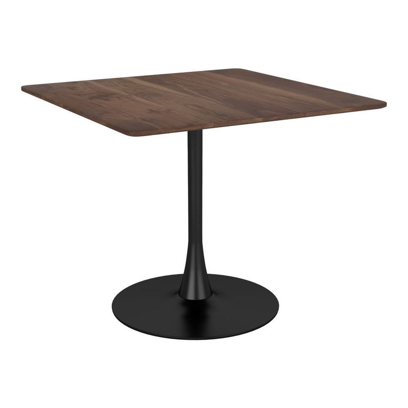 35" Square Steel Pedestal Base Dining Table - Brown