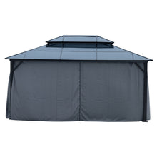 Load image into Gallery viewer, 10&#39;x13&#39; Hardtop Gazebo, Outdoor Polycarbonate Double Roof Canopy, Aluminum Frame Permanent Pavilion with Curtains and Netting, Sunshade for Garden, Patio, Lawns
