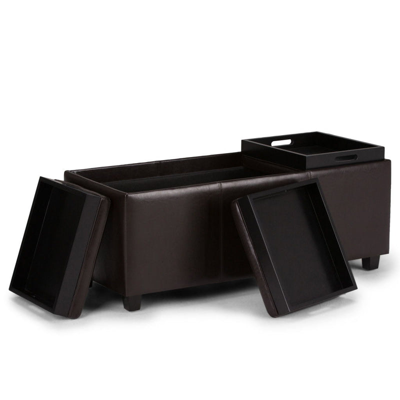Modern Upholstery Storage Ottoman - Dark Brown / Brown