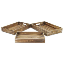 Load image into Gallery viewer, 19" Rectangular Wood Handmade Tray With Handles - Brown
