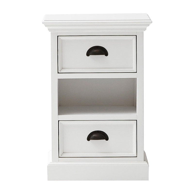 24" Solid Wood Two Drawer Nightstand - White