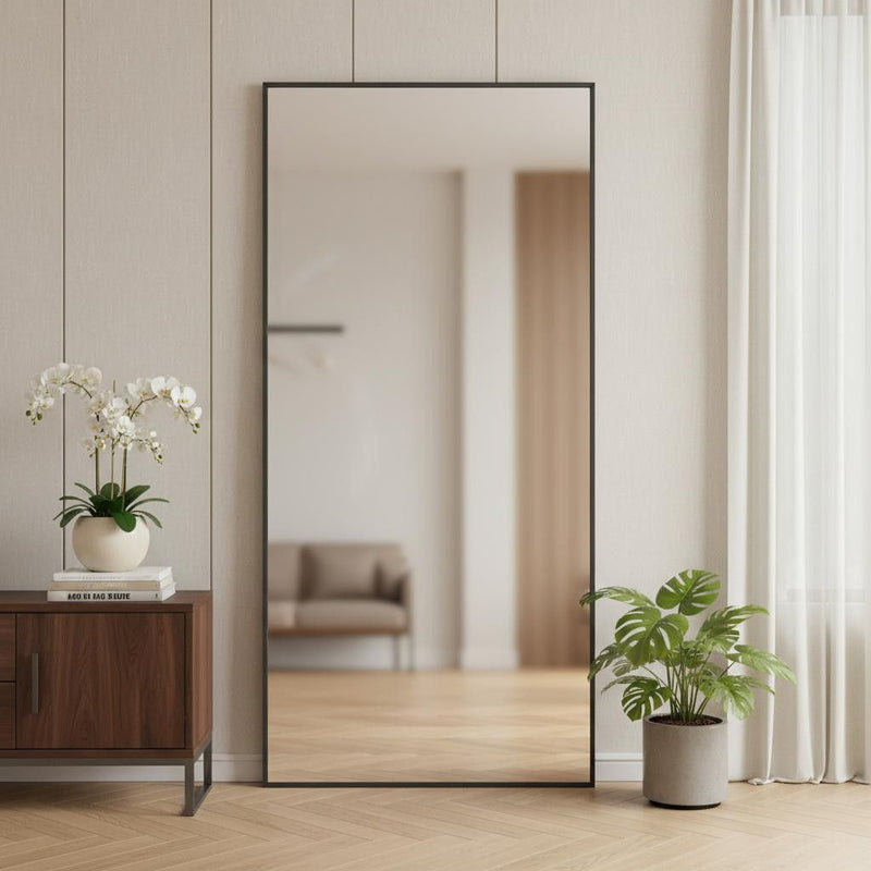 Metal Freestanding Or Wall Mount Framed Full Length Mirror - Black