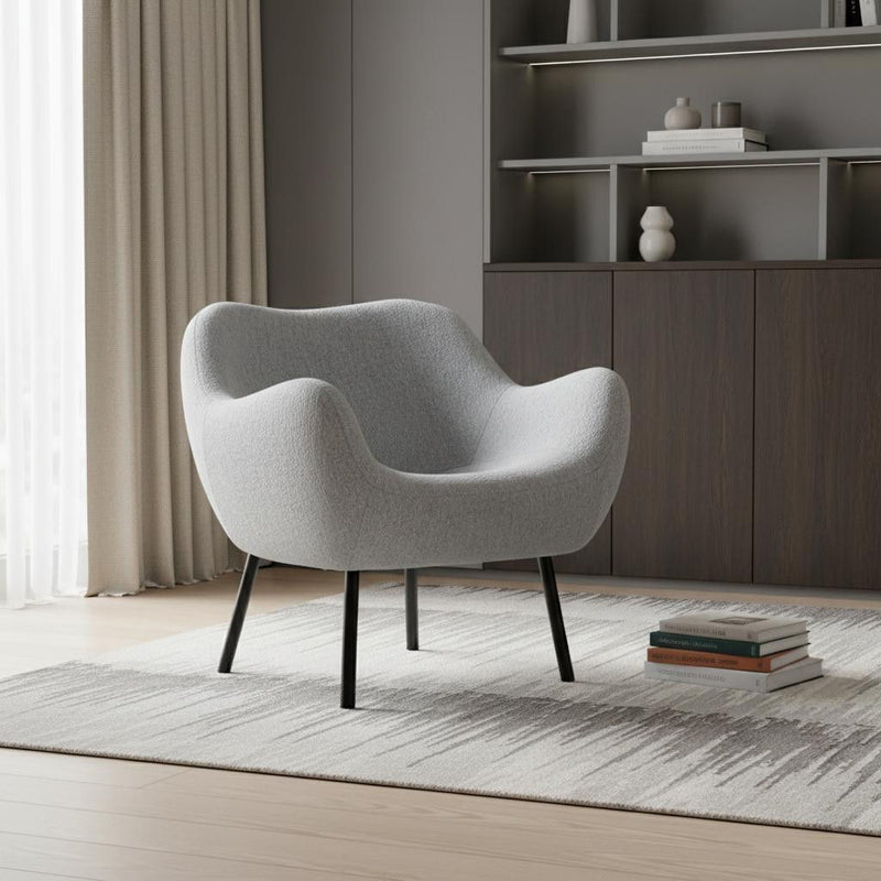 Modern Linen Fabric Chunky Wingback Chair - Gray