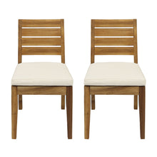 Load image into Gallery viewer, Outdoor Armless Dining Chair With Cushions (Set of 2) - Natural / Beige
