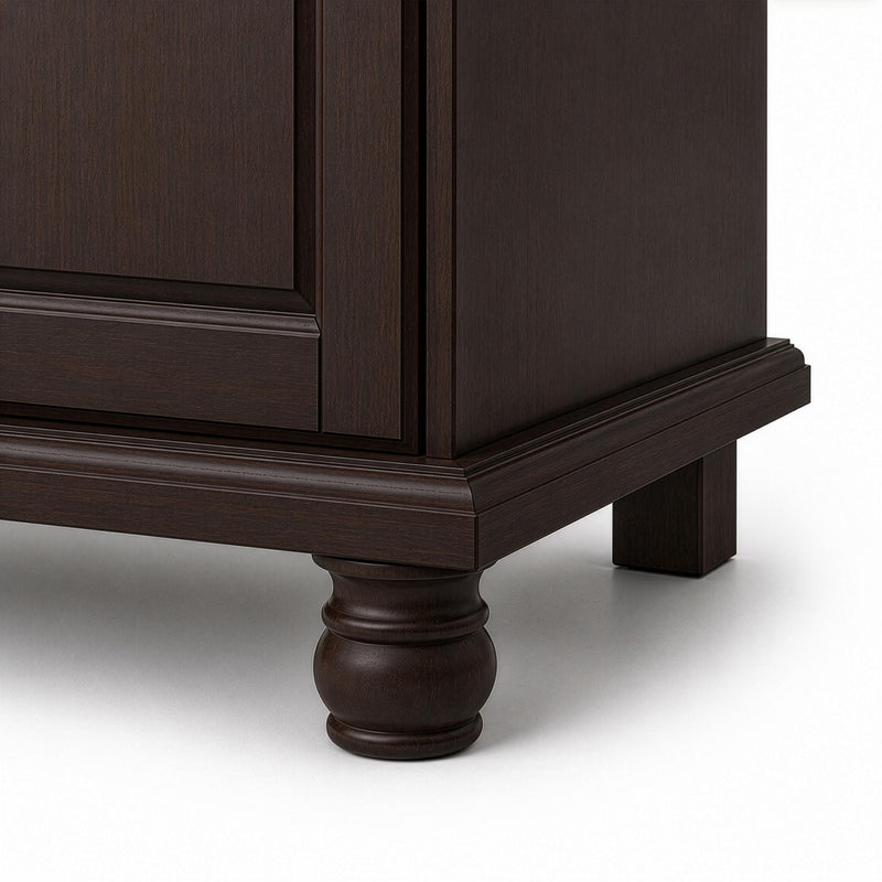 Solid Wood Mirrored Four Door Combo Dresser (764848) - Dark Brown