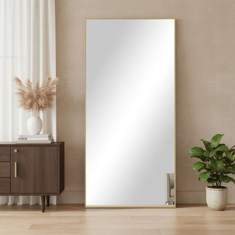 71" Metal Freestanding Framed Standing Mirror - Gold