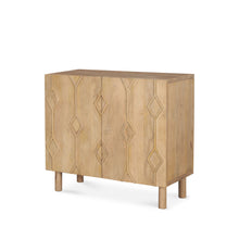 Load image into Gallery viewer, 36" Solid Wood Carved Geometric Accent Cabinet With Two Doors - Natural
