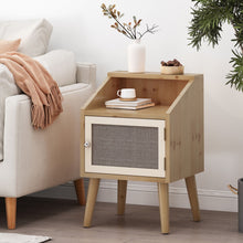 Load image into Gallery viewer, Contemporary End Table With Rattan Accents And Tempered Glass - Natural / White
