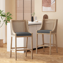 Load image into Gallery viewer, Celestiality - Upholstered Barstool With Cane Webbing Backrest (Set of 2)

