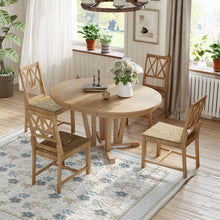 Load image into Gallery viewer, Topmax - 5 Piece Rustic Extendable Dining Table Set Round Trestle Table And 4 Cross Back Dining Chairs For Kitchen, Dining Room
