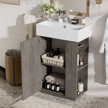 Load image into Gallery viewer, Bathroom Vanity With Sink, Freestanding Wood Grain Cabinet With Storage
