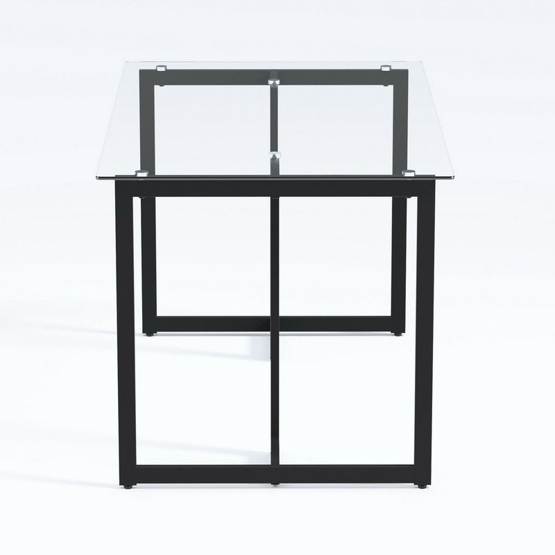 55" Glass And Metal Dining Table - Clear