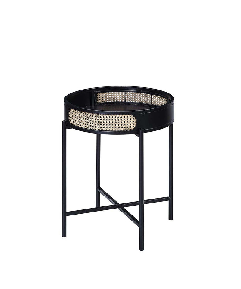 Melamine Veneer And Manufactured Wood Round End Table - Black
