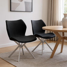Load image into Gallery viewer, Upholstered Dining Side Chairs (Set of 4) - Black / Silver
