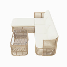 Load image into Gallery viewer, Outdoor Modular Conversation Sofa With Cushions And Coffee Table - Beige
